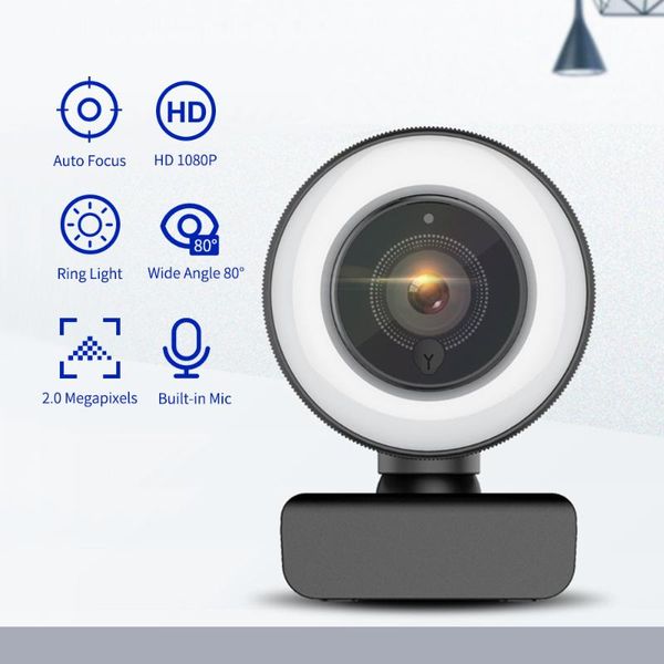 webcams 1080p hd streaming webcam computer video camera 2 megapixels auto focus 360° rotation with 3 levels adjustable ring light
webcams 1080p hd streaming webcam computer video camera 2 megapixels auto focus 360° rotation with 3 levels adjustable ring light