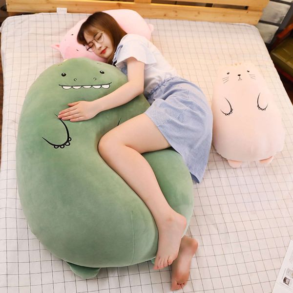 doll dinosaur cute pig girl in bed with sleeping long pillow cushion