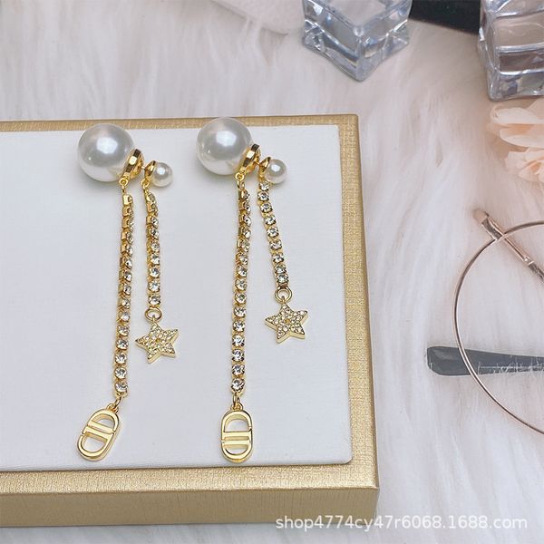 korean star same d family diamond earrings size pearl temperament long tassel letteri7zy, Black
korean star same d family diamond earrings size pearl temperament long tassel letteri7zy, Black
