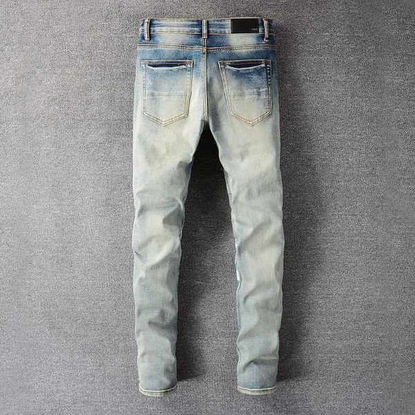 new us ami casual hip hop high street worn out washed five pointed star leather label jeans man #692mst0, Blue
new us ami casual hip hop high street worn out washed five pointed star leather label jeans man #692mst0, Blue
