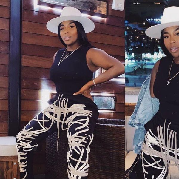with strings all over womens pants leggings fashion streetwear black irregular cross straps casual long trousers fall overalls, Black;white
with strings all over womens pants leggings fashion streetwear black irregular cross straps casual long trousers fall overalls, Black;white