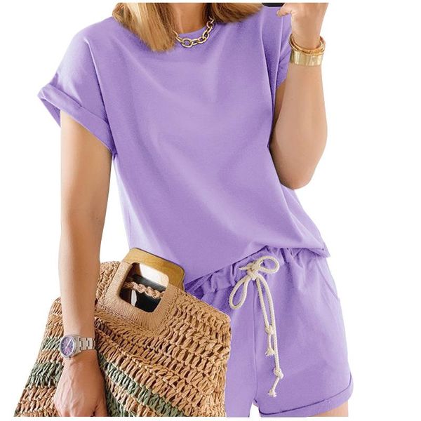 women's tracksuits donsignet homewear 2021 summer casual conjunto feminino solid color roll-up short-sleeved crop shorts outfits, Gray
women's tracksuits donsignet homewear 2021 summer casual conjunto feminino solid color roll-up short-sleeved crop shorts outfits, Gray