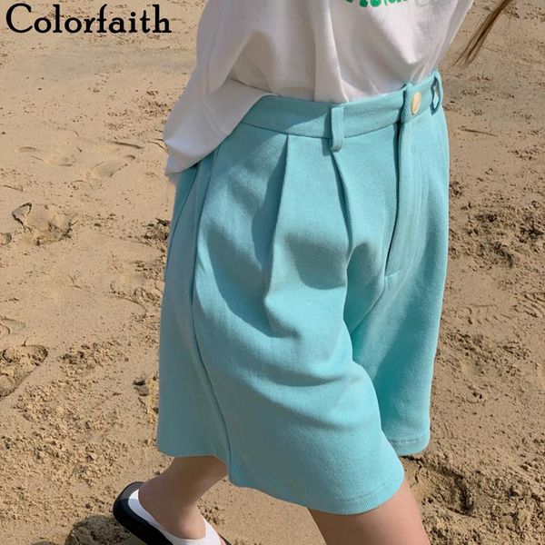 women's shorts colorfaith 2021 summer women wide leg high waist pockets beach fashionable oversize wild short trousers p472, White;black
women's shorts colorfaith 2021 summer women wide leg high waist pockets beach fashionable oversize wild short trousers p472, White;black
