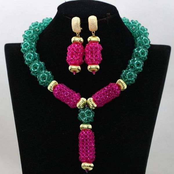 earrings & necklace unique teal green crystal pendant set fuchsia pink african beads jewelry party gift qw042, Silver
earrings & necklace unique teal green crystal pendant set fuchsia pink african beads jewelry party gift qw042, Silver