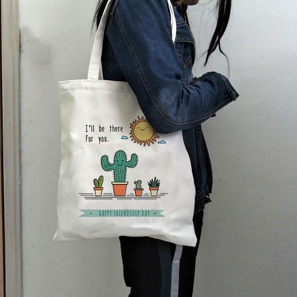 will be there for you cute cactus canvas shoulder bags female eco cloth handbag tote grocery reusable foldable shopping bag
will be there for you cute cactus canvas shoulder bags female eco cloth handbag tote grocery reusable foldable shopping bag