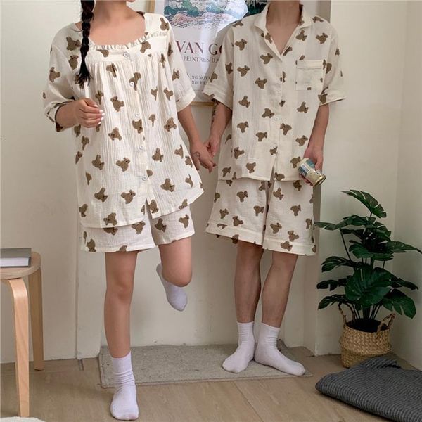 sweet cartoon couple pajama set womens sleepwears 2 piece men home clothes short sleeve summer bear y805, Black;red
sweet cartoon couple pajama set womens sleepwears 2 piece men home clothes short sleeve summer bear y805, Black;red