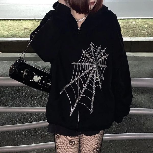 women hoodie 2021 autumn winter fashion 's casual loose coat jacket spider drilling printing long-sleeved hooded, Black
women hoodie 2021 autumn winter fashion 's casual loose coat jacket spider drilling printing long-sleeved hooded, Black