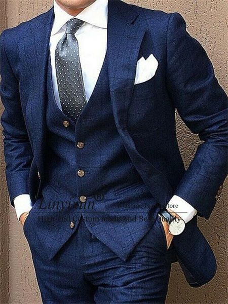 men's suits & blazers classic navy blue plaid mens for wedding blazer groom wear tuxedos 3 pieces set business male traje hombre terno, White;black
men's suits & blazers classic navy blue plaid mens for wedding blazer groom wear tuxedos 3 pieces set business male traje hombre terno, White;black