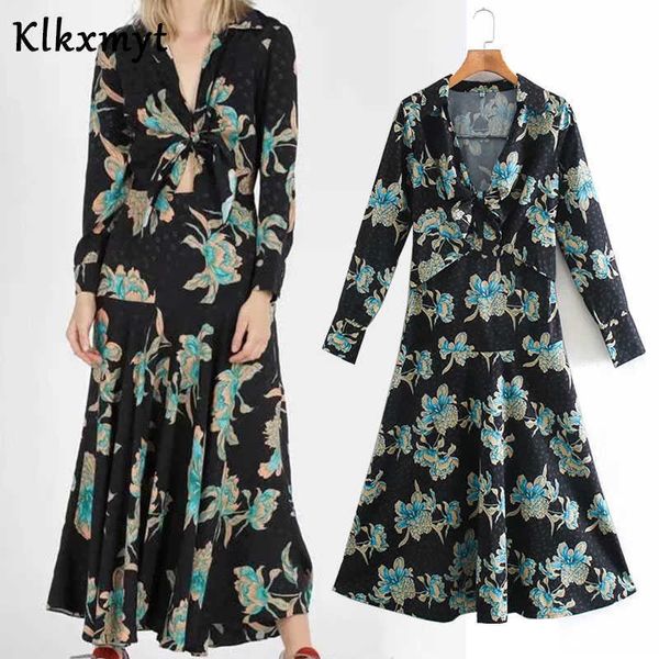 klkxmyt za dress women fashion flower print midi vintage long sleeve bow v neck female es vestidos mujer 210527, Black;gray
klkxmyt za dress women fashion flower print midi vintage long sleeve bow v neck female es vestidos mujer 210527, Black;gray