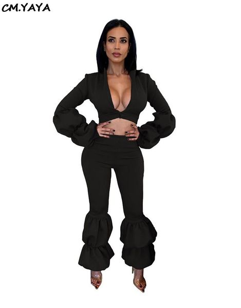women's two piece pants winter lantern long sleeve tie up deep v-neck short crop weomen's set tracksuit outfit m163, White
women's two piece pants winter lantern long sleeve tie up deep v-neck short crop weomen's set tracksuit outfit m163, White