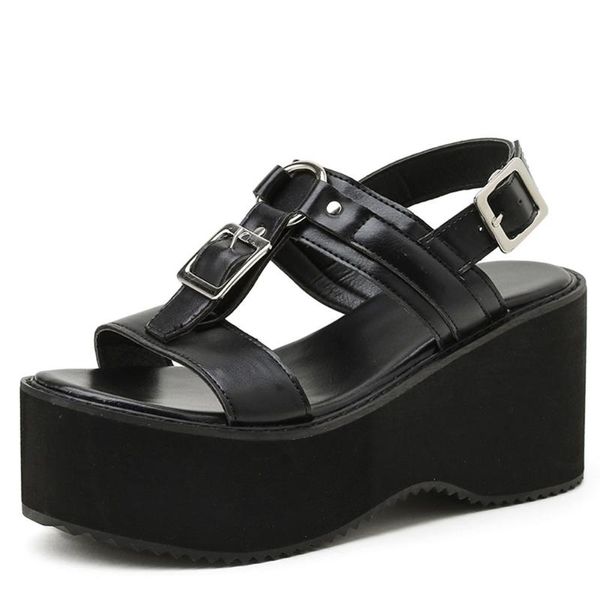 2021 causal women's casual shoes gothic style wedges heels slip-on buckle straps platform summer fashion sandals, Black
2021 causal women's casual shoes gothic style wedges heels slip-on buckle straps platform summer fashion sandals, Black