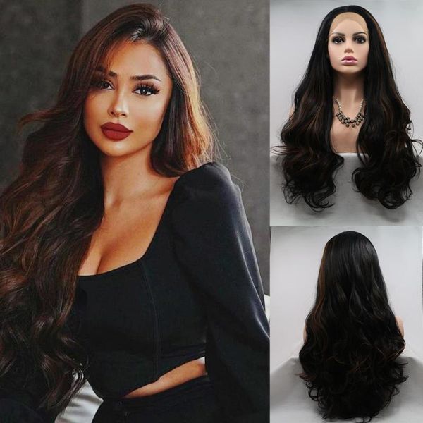 synthetic wigs baicheng brown wavy lace front wig long curly middle part for women glueless heat resistant fiber, Black
synthetic wigs baicheng brown wavy lace front wig long curly middle part for women glueless heat resistant fiber, Black
