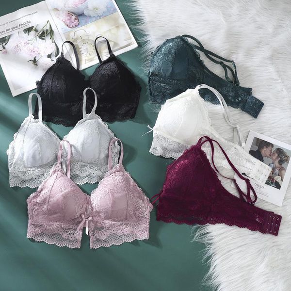 bras triangle cup lace bralette for women tank crop female gathered padded underwear brassiere, Red;black
bras triangle cup lace bralette for women tank crop female gathered padded underwear brassiere, Red;black