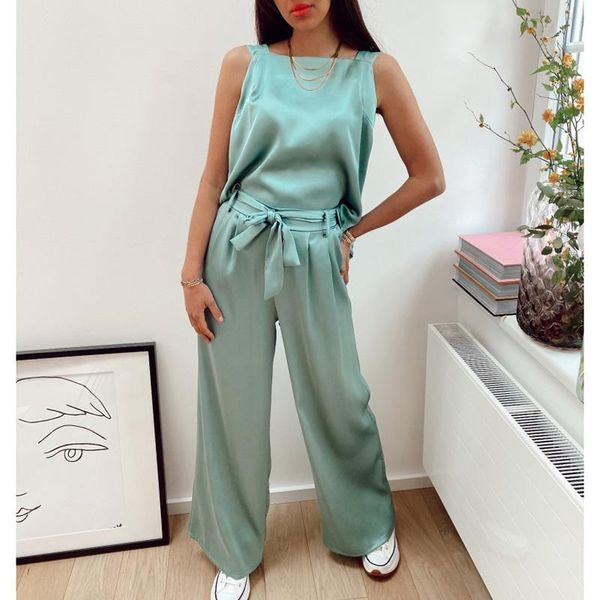 fashion backless square collar suits women elegant sleeveless loose suit full length wide leg pants ladies women's two piece, White
fashion backless square collar suits women elegant sleeveless loose suit full length wide leg pants ladies women's two piece, White