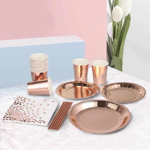 disposable dinnerware 146 pcs tableware set rose gold paper cup tray straw napkin birthday festive table decor wedding party event supplies
disposable dinnerware 146 pcs tableware set rose gold paper cup tray straw napkin birthday festive table decor wedding party event supplies
