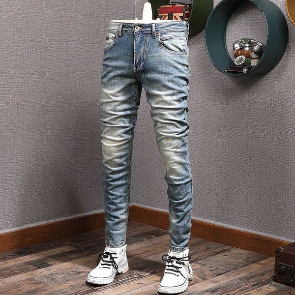 italian style fashion men jeans retro blue elastic slim fit ripped vintage designer casual denim pants w76v
italian style fashion men jeans retro blue elastic slim fit ripped vintage designer casual denim pants w76v