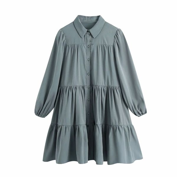 solid women turndown collar ruffle tiered mini dress femme lantern sleeve loose clothes casual vestido d6635 210430, Black;gray
solid women turndown collar ruffle tiered mini dress femme lantern sleeve loose clothes casual vestido d6635 210430, Black;gray
