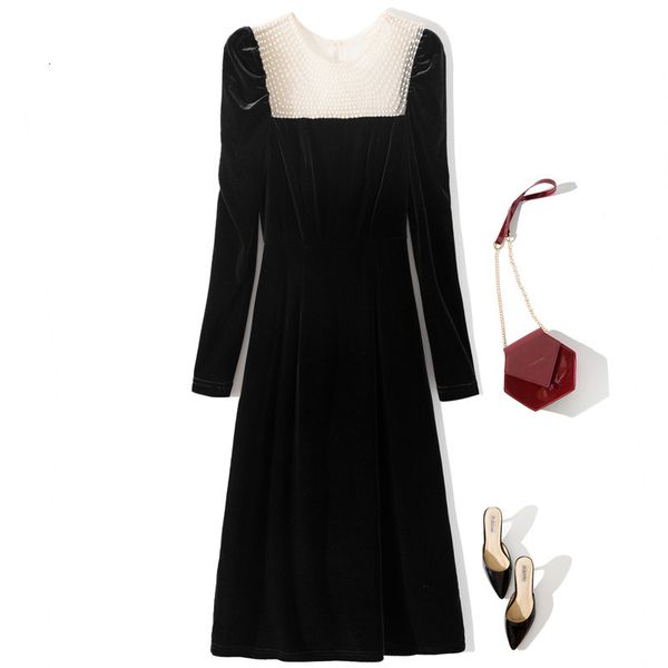casual dresses spring long sleeve round neck black pure color velour panelled tulle pearl knee-length dress elegant yj185933 9izp, Black;gray
casual dresses spring long sleeve round neck black pure color velour panelled tulle pearl knee-length dress elegant yj185933 9izp, Black;gray