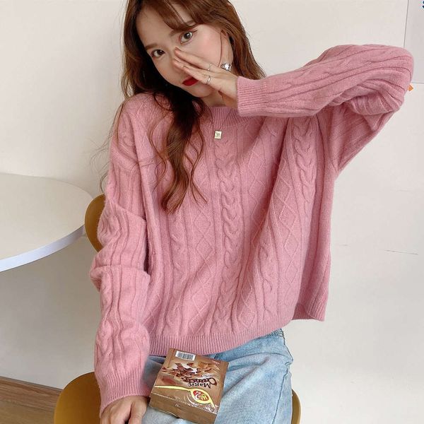women's sweaters sweaterscrew neck twist pullover women's autumn winter korean solid color loose knit with warm backing smsr, White;black
women's sweaters sweaterscrew neck twist pullover women's autumn winter korean solid color loose knit with warm backing smsr, White;black