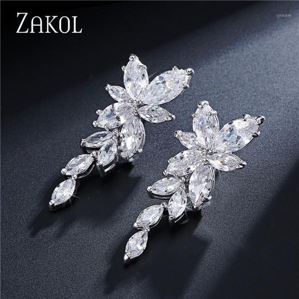 dangle & chandelier zakol marquise cut cluster flower zirconia crystal long drop earrings shiny leaf bridal wedding jewelry for women fsep16, Silver
dangle & chandelier zakol marquise cut cluster flower zirconia crystal long drop earrings shiny leaf bridal wedding jewelry for women fsep16, Silver
