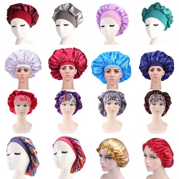 elastic fashion women shower cap satin night sleep hair bonnet hat cover wide band 29 styles caps
elastic fashion women shower cap satin night sleep hair bonnet hat cover wide band 29 styles caps