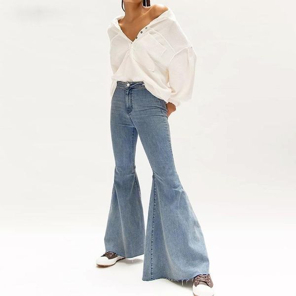 fashion plus women stretch flared jeans high waist leg design slim soft tight retro women's, Blue
fashion plus women stretch flared jeans high waist leg design slim soft tight retro women's, Blue