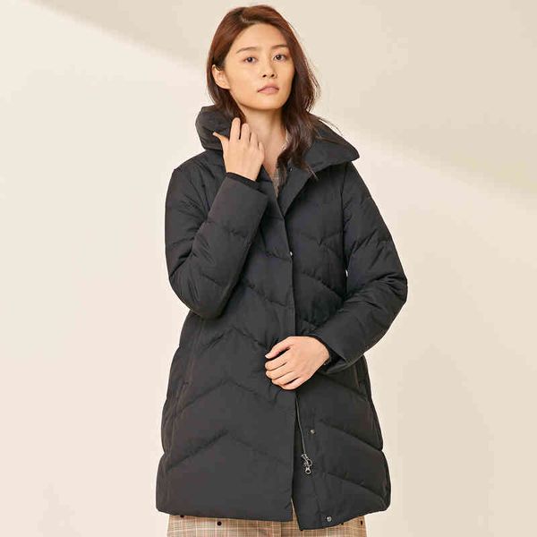 women's autumn and winter medium long three-dimensional high collar printed warm down jacket, Black
women's autumn and winter medium long three-dimensional high collar printed warm down jacket, Black
