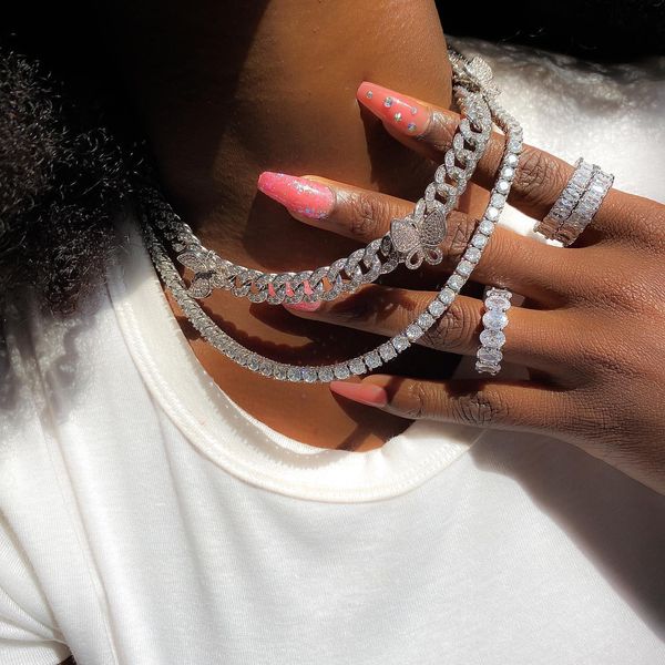 iced out bling cz miami cuban link chain butterfly charm choker necklace hip hop women jewelry, Silver
iced out bling cz miami cuban link chain butterfly charm choker necklace hip hop women jewelry, Silver
