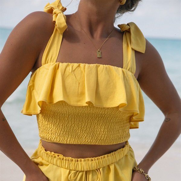 women's t-shirt 052319 ruffle summer tube stretch beach camis crop for lady lace up short tee camiseta feminina 9jmg, White
women's t-shirt 052319 ruffle summer tube stretch beach camis crop for lady lace up short tee camiseta feminina 9jmg, White