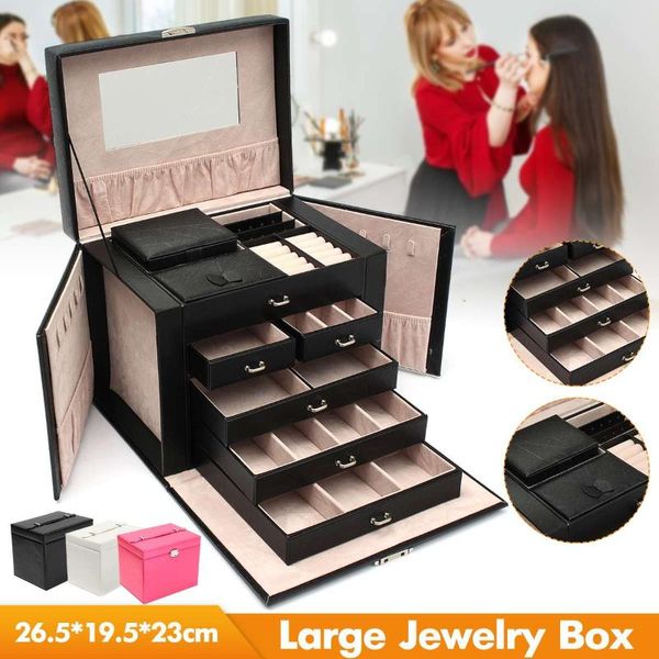 jewelry organizer box high capacity 5 drawers lock key large reflect casket makeup storage pu leather beauty travel case gift cosmetic bags
jewelry organizer box high capacity 5 drawers lock key large reflect casket makeup storage pu leather beauty travel case gift cosmetic bags