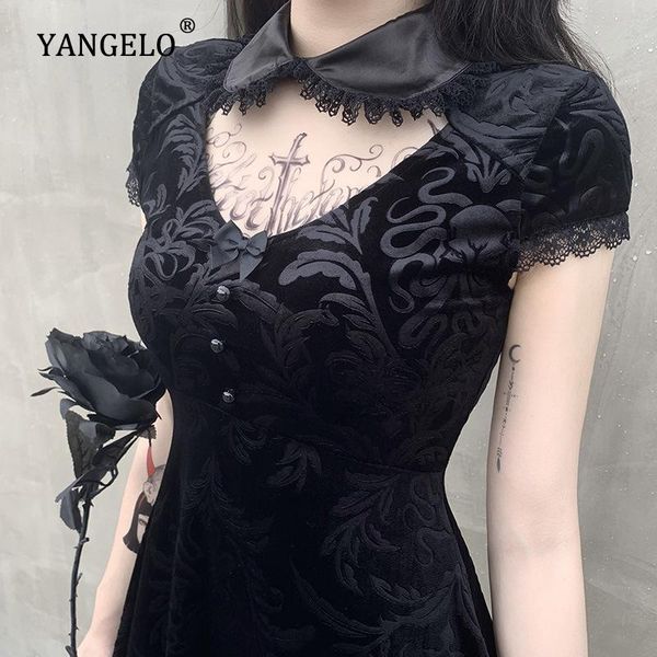 yangelo dark lace cutout dress female black velvet petal sleeve autumn high waist streetwear gothic girl doll collar women casual dresses, Black;gray
yangelo dark lace cutout dress female black velvet petal sleeve autumn high waist streetwear gothic girl doll collar women casual dresses, Black;gray