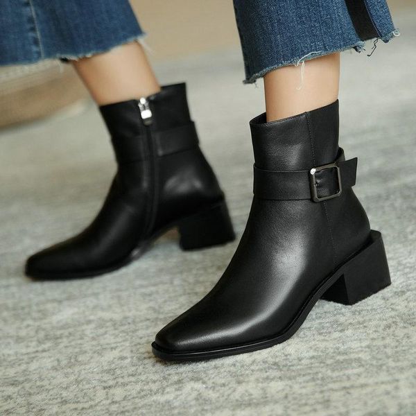 boots side zipper women's genuine leather square toe shoes woman high heels 2021 winter office lady party ankle size 42, Black
boots side zipper women's genuine leather square toe shoes woman high heels 2021 winter office lady party ankle size 42, Black