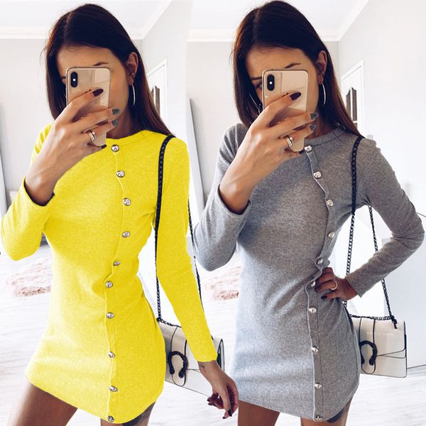 autumn women's party bodycon mini dress casual knitted button elegant slim office girl bandage es vestidos 210520, Black;gray
autumn women's party bodycon mini dress casual knitted button elegant slim office girl bandage es vestidos 210520, Black;gray
