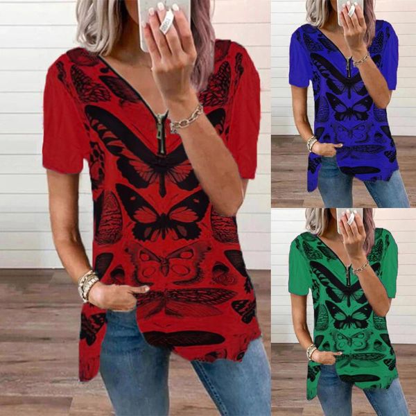 women's t-shirt short sleeve oversized t shirt butterfly printing summer loose plaid pocket zipper v-neck harajuku t-shirts camisetas d, White
women's t-shirt short sleeve oversized t shirt butterfly printing summer loose plaid pocket zipper v-neck harajuku t-shirts camisetas d, White