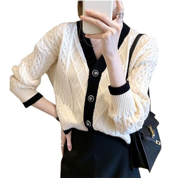 women's knits & tees knitted cardigan 2021 spring autumn fashion short v-neck long-sleeved knit sweater women loose harajuku top, White
women's knits & tees knitted cardigan 2021 spring autumn fashion short v-neck long-sleeved knit sweater women loose harajuku top, White
