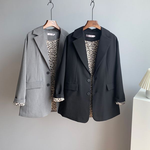 women's suits & blazers autumn new chic leopard patchwork woman coat black long sleeve loose casual fashion ladies suit 0asc, White;black
women's suits & blazers autumn new chic leopard patchwork woman coat black long sleeve loose casual fashion ladies suit 0asc, White;black