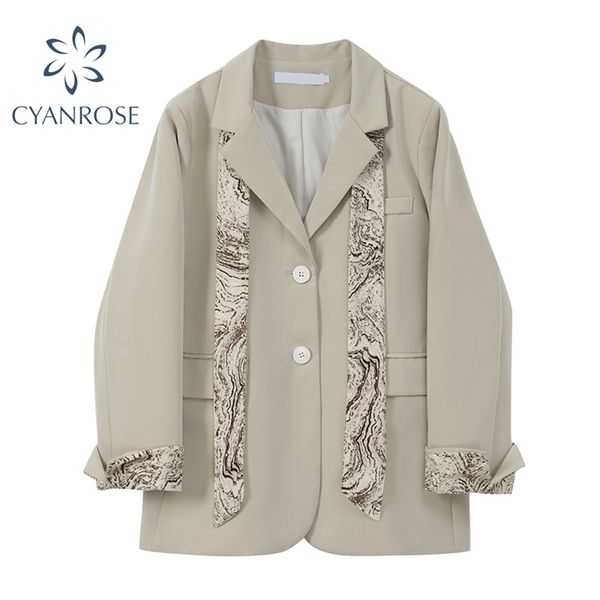 spliced ribbon blazer coat notched collar korean loose cardigan khaki jacket female pocket retro chic office lady ol relax outer 210430, White;black
spliced ribbon blazer coat notched collar korean loose cardigan khaki jacket female pocket retro chic office lady ol relax outer 210430, White;black