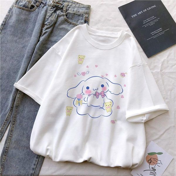 women's t-shirt women casual loose oversized t shirt cartoon cinnamorolled printed three quarter sleeve tee female streetwear tshirts, White
women's t-shirt women casual loose oversized t shirt cartoon cinnamorolled printed three quarter sleeve tee female streetwear tshirts, White