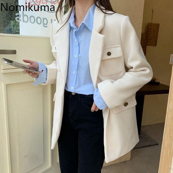 nomikuma korean causal women suit jacket 2021 autumn winter elegant blazer coat long sleeve notched colalr blazers femme 6c638 women's, White;black
nomikuma korean causal women suit jacket 2021 autumn winter elegant blazer coat long sleeve notched colalr blazers femme 6c638 women's, White;black