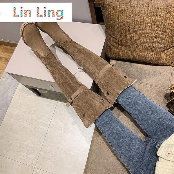 boots 2021 linling suede over the knee platform women shoes flat thigh high winter metal buckle long, Black
boots 2021 linling suede over the knee platform women shoes flat thigh high winter metal buckle long, Black