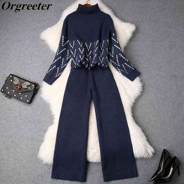 winter warm turtleneck pullovers loose sweater 2pcs set women water rapple knit + wide-leg pants suit black blue 210525, White
winter warm turtleneck pullovers loose sweater 2pcs set women water rapple knit + wide-leg pants suit black blue 210525, White