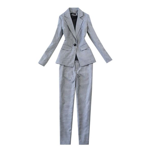 professional suit set 2021 spring and autumn slim houndstooth ol one buckle small jacket +9 points pants women's two piece, White
professional suit set 2021 spring and autumn slim houndstooth ol one buckle small jacket +9 points pants women's two piece, White