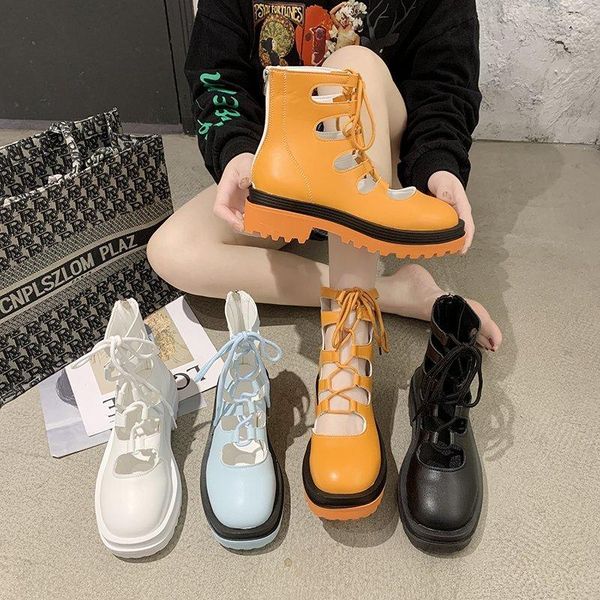 boots pure color simple temperament short tube ladies summer british style fashion hollow straps thick sole boots., Black
boots pure color simple temperament short tube ladies summer british style fashion hollow straps thick sole boots., Black