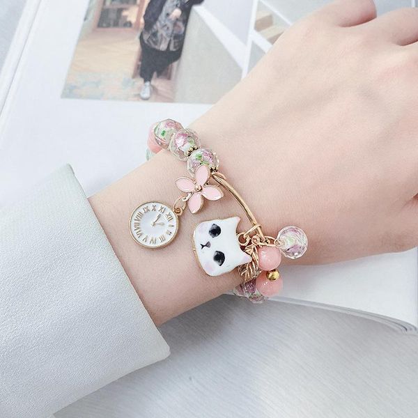 link, chain natural stone kitty clock crystal flower tassel beaded glass bracelet hand jewelry female bead for women, Black
link, chain natural stone kitty clock crystal flower tassel beaded glass bracelet hand jewelry female bead for women, Black