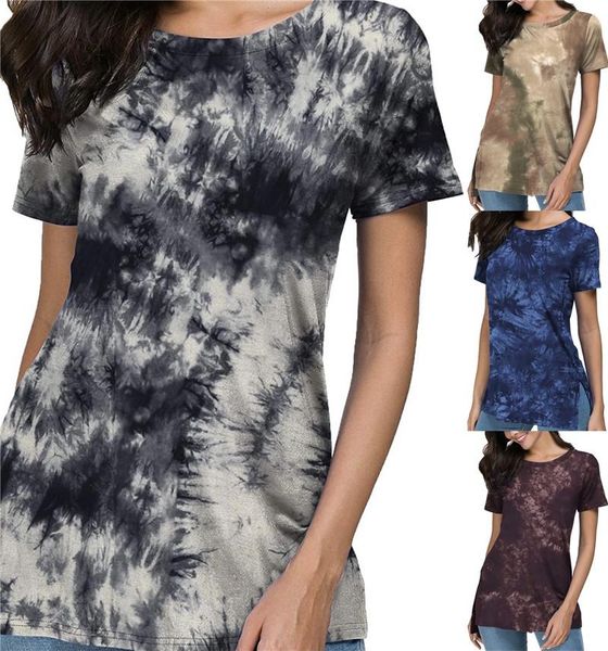 women's t-shirt 2021 women summer t shirt tie dye print casual o-neck short sleeve tee fashion loose female split fork streetwear, White
women's t-shirt 2021 women summer t shirt tie dye print casual o-neck short sleeve tee fashion loose female split fork streetwear, White