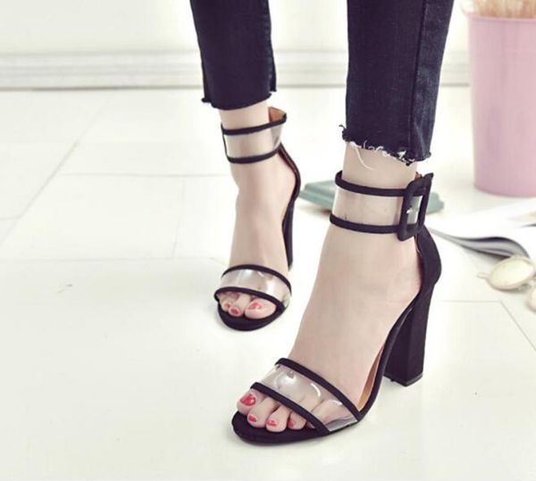 explosion models openwork buckle thick heel high transparent sandals women's large size 4334durable wear fashion shoes, Black
explosion models openwork buckle thick heel high transparent sandals women's large size 4334durable wear fashion shoes, Black