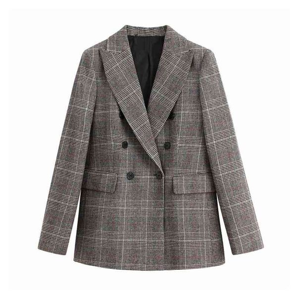 women autumn plaid casual blazers coats double breasted notched vintage female office lady elegant blazer outerwear clothing 210513, White;black
women autumn plaid casual blazers coats double breasted notched vintage female office lady elegant blazer outerwear clothing 210513, White;black
