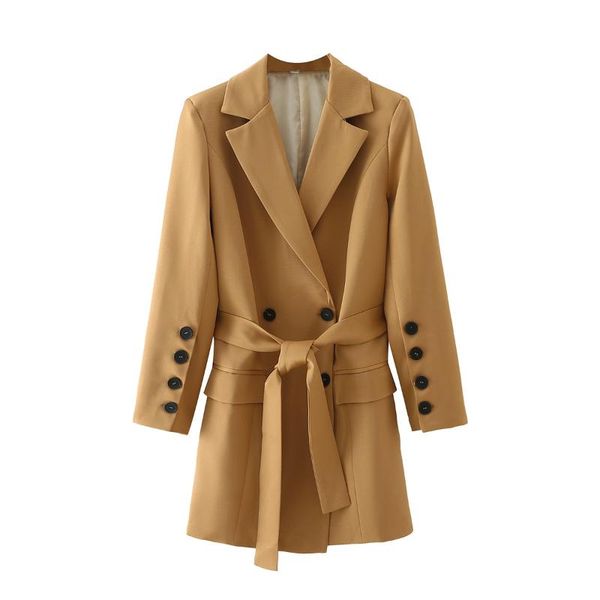 women's wool & blends 2021 european and american style autumn winter camel long blazer suit, Black
women's wool & blends 2021 european and american style autumn winter camel long blazer suit, Black