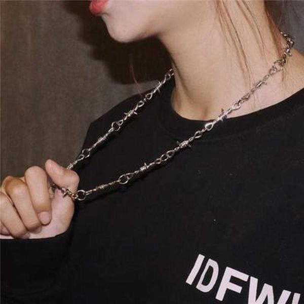chains small wire brambles iron choker necklace women hip-hop gothic punk style barbed accessories, Silver
chains small wire brambles iron choker necklace women hip-hop gothic punk style barbed accessories, Silver