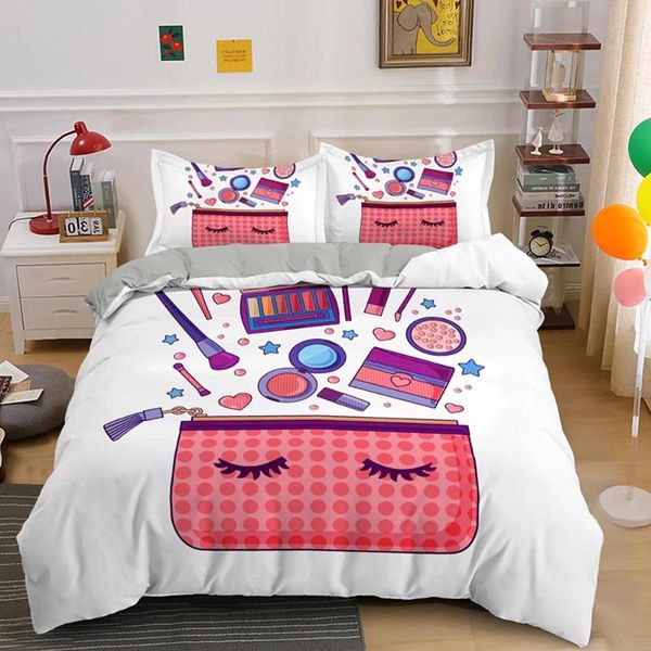 sheets & sets sweety girl cosmetic printing queen duvet cover set lipstick mascara king size bedding 2/3pcs with case drop sheet
sheets & sets sweety girl cosmetic printing queen duvet cover set lipstick mascara king size bedding 2/3pcs with case drop sheet
